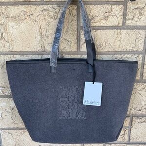 Max Mara MaxMara Designer Charcoal Felt Large Bag Tote Travel New Patella MM NWT